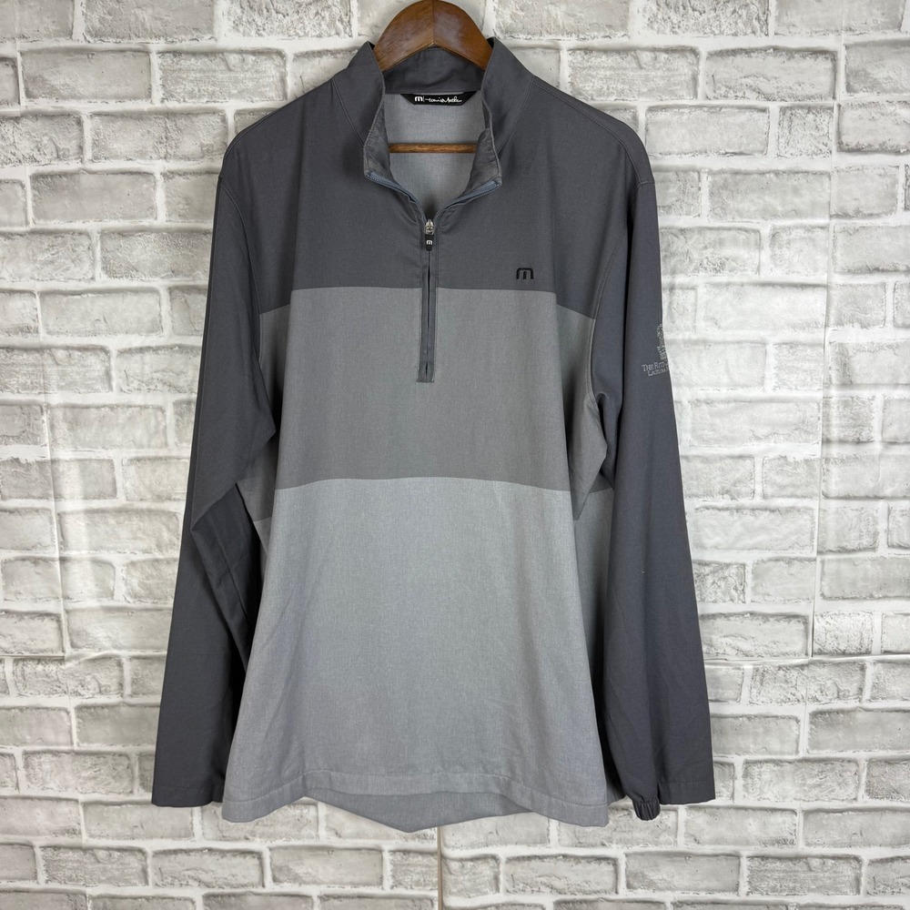 Travis Mathew Mens Grey Colorblock 1/4 Zip Pullover Ritz-Carlton Logo 1MW310 XL